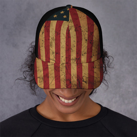 Vintage American Flag Print Baseball Cap