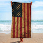 Vintage American Flag Print Beach Towel