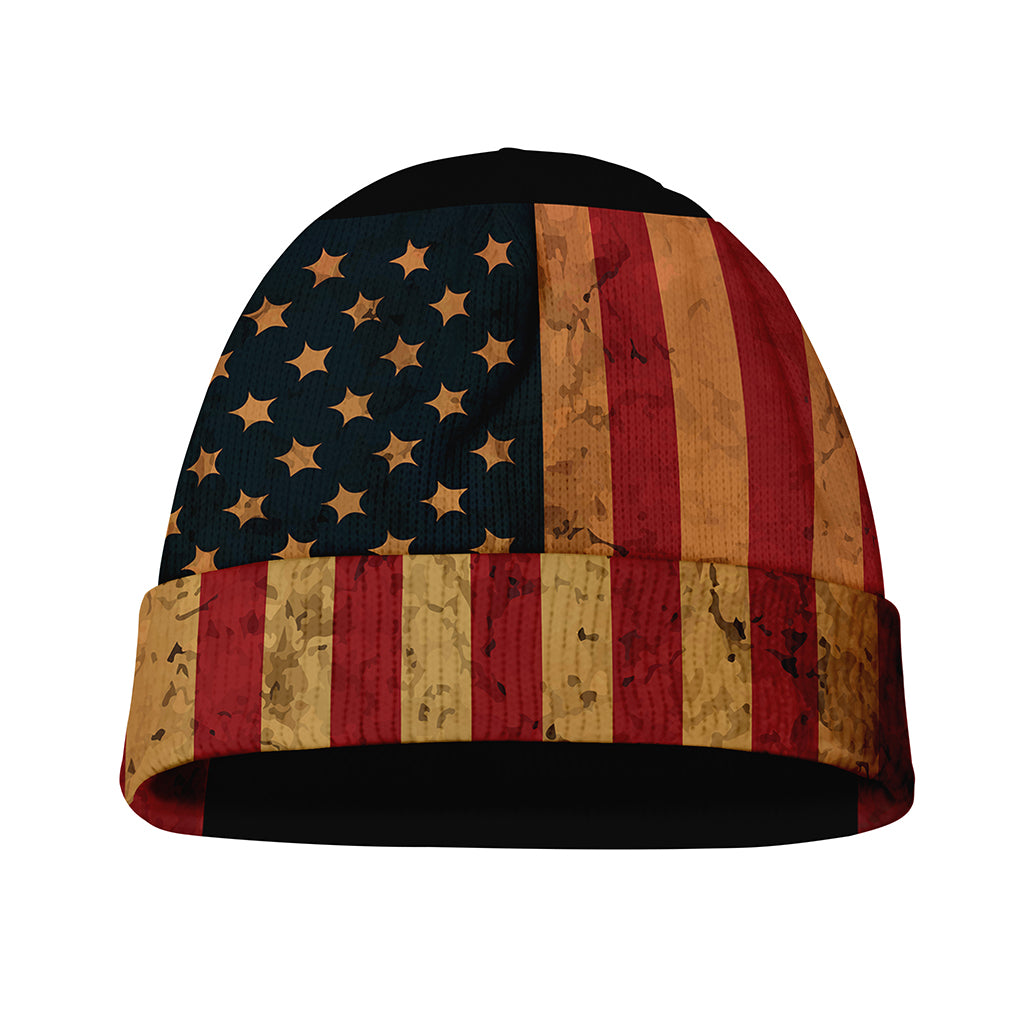 Vintage American Flag Print Beanie