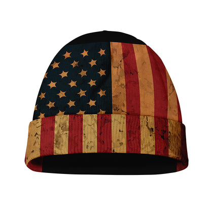 Vintage American Flag Print Beanie
