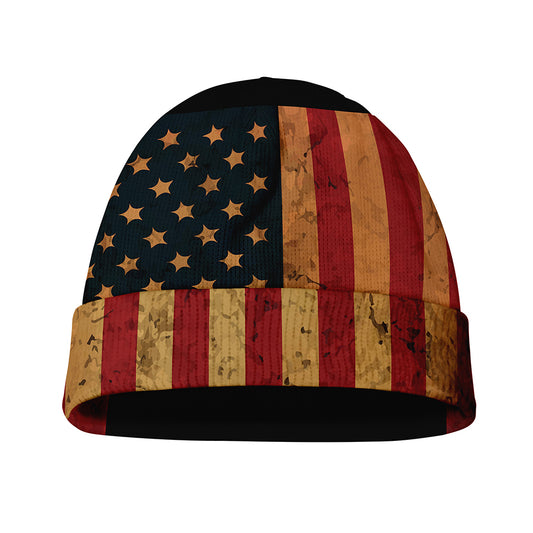 Vintage American Flag Print Beanie
