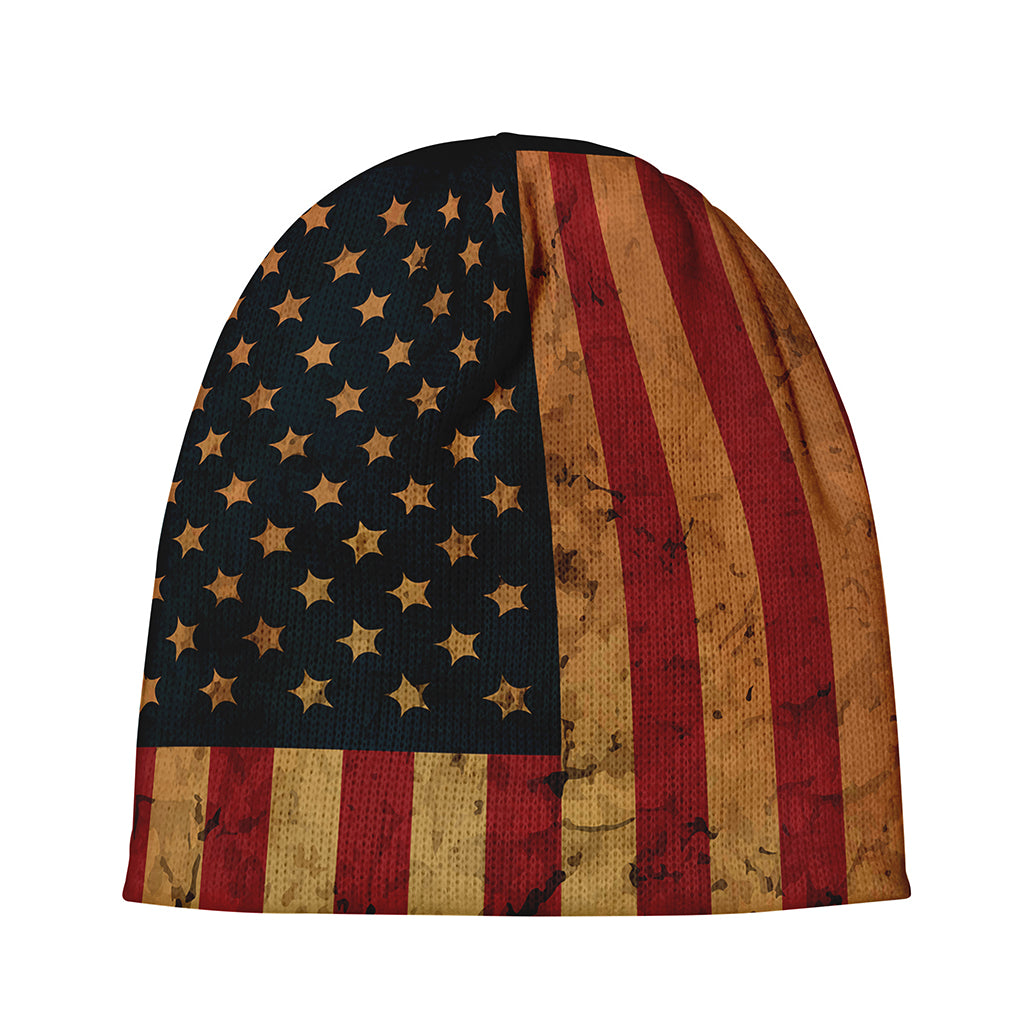 Vintage American Flag Print Beanie