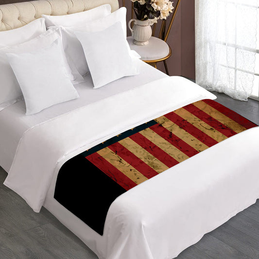 Vintage American Flag Print Bed Runner