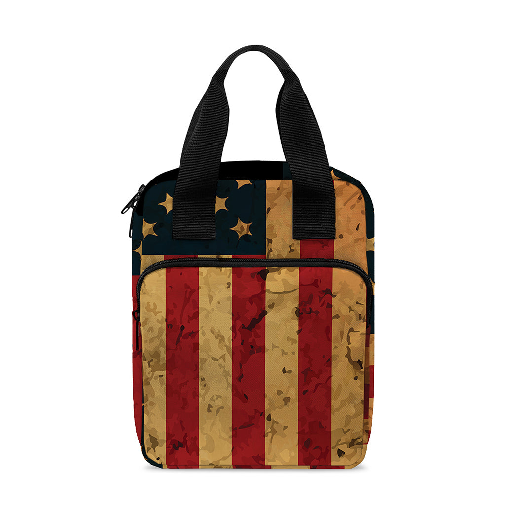 Vintage American Flag Print Bible Tote Bag