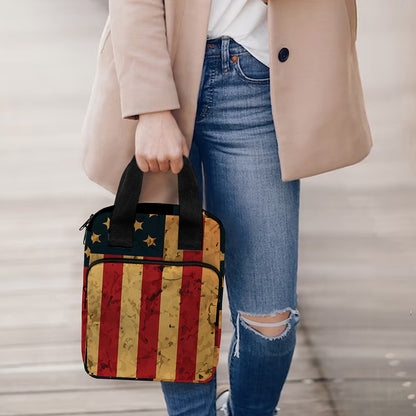 Vintage American Flag Print Bible Tote Bag