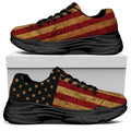 Vintage American Flag Print Black Chunky Shoes