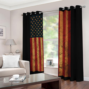 Vintage American Flag Print Blackout Grommet Curtains