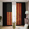 Vintage American Flag Print Dimout Pencil Pleat Curtains