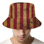 Vintage American Flag Print Bucket Hat