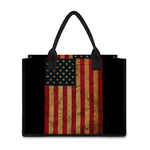 Vintage American Flag Print Canvas Tote Bag
