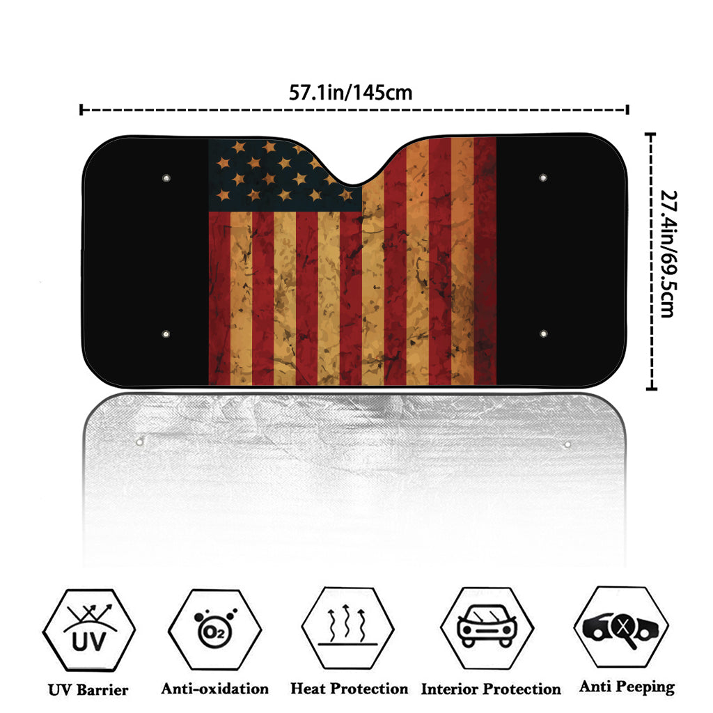 Vintage American Flag Print Car Windshield Sun Shade
