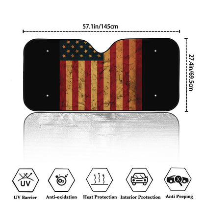 Vintage American Flag Print Car Windshield Sun Shade
