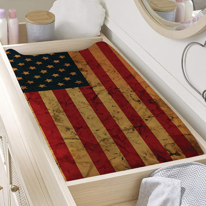 Vintage American Flag Print Changing Pad Cover