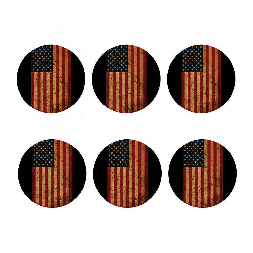Vintage American Flag Print Coaster Set
