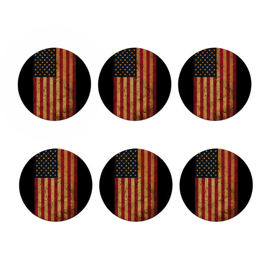Vintage American Flag Print Coaster Set