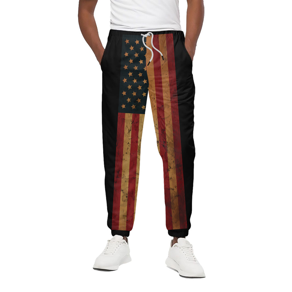 Vintage American Flag Print Cotton Pants