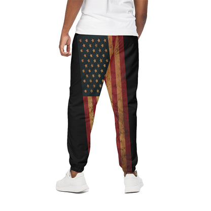 Vintage American Flag Print Cotton Pants