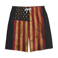Vintage American Flag Print Cotton Shorts