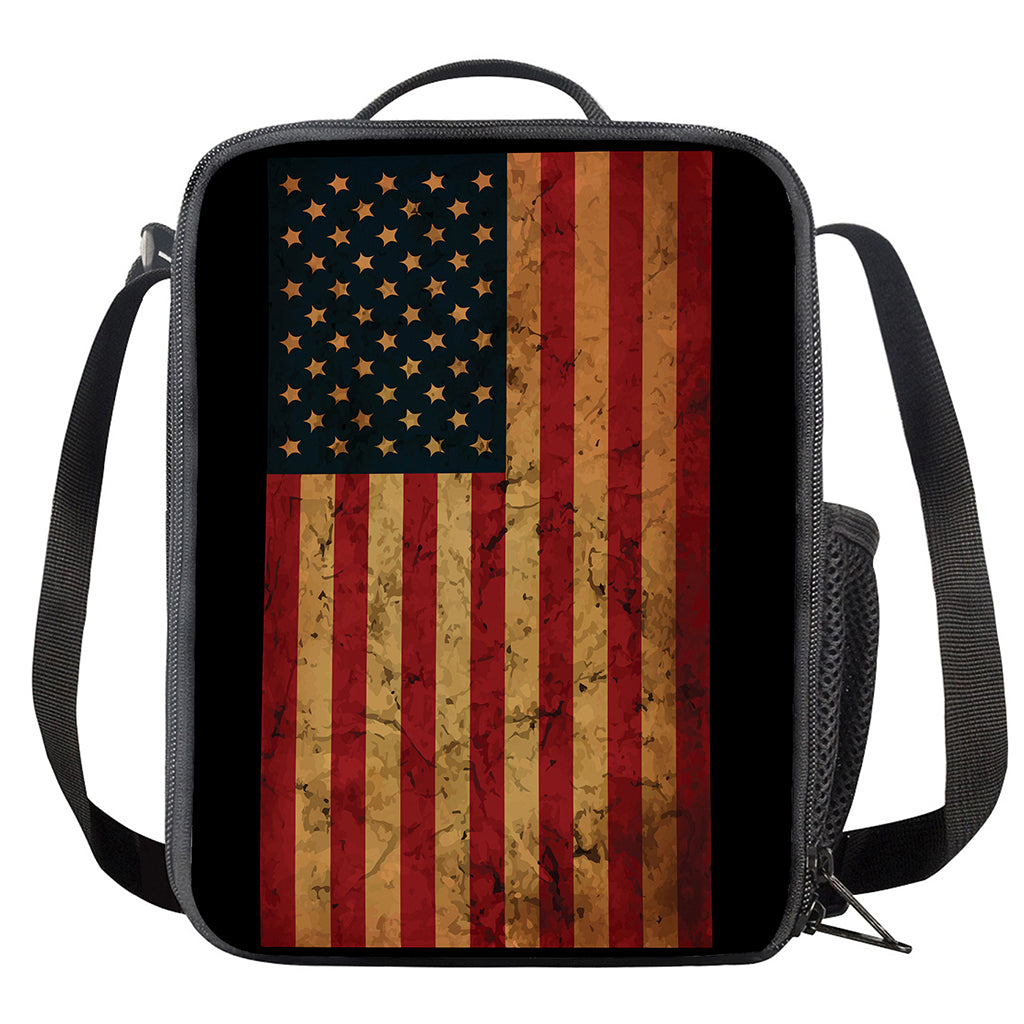 Vintage American Flag Print Crossbody Lunch Bag