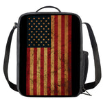 Vintage American Flag Print Crossbody Lunch Bag
