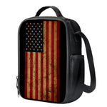 Vintage American Flag Print Crossbody Lunch Bag
