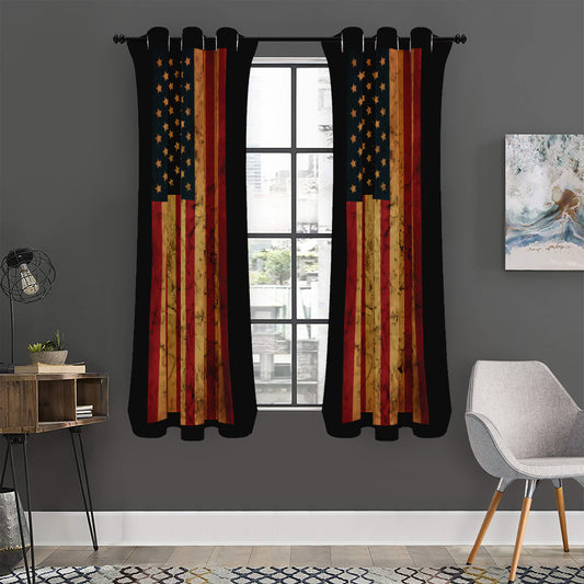 Vintage American Flag Print Curtain