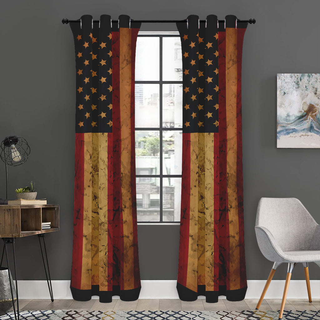 Vintage American Flag Print Curtain