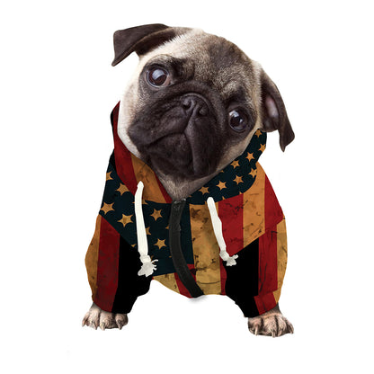 Vintage American Flag Print Dog Zip Up Hoodie