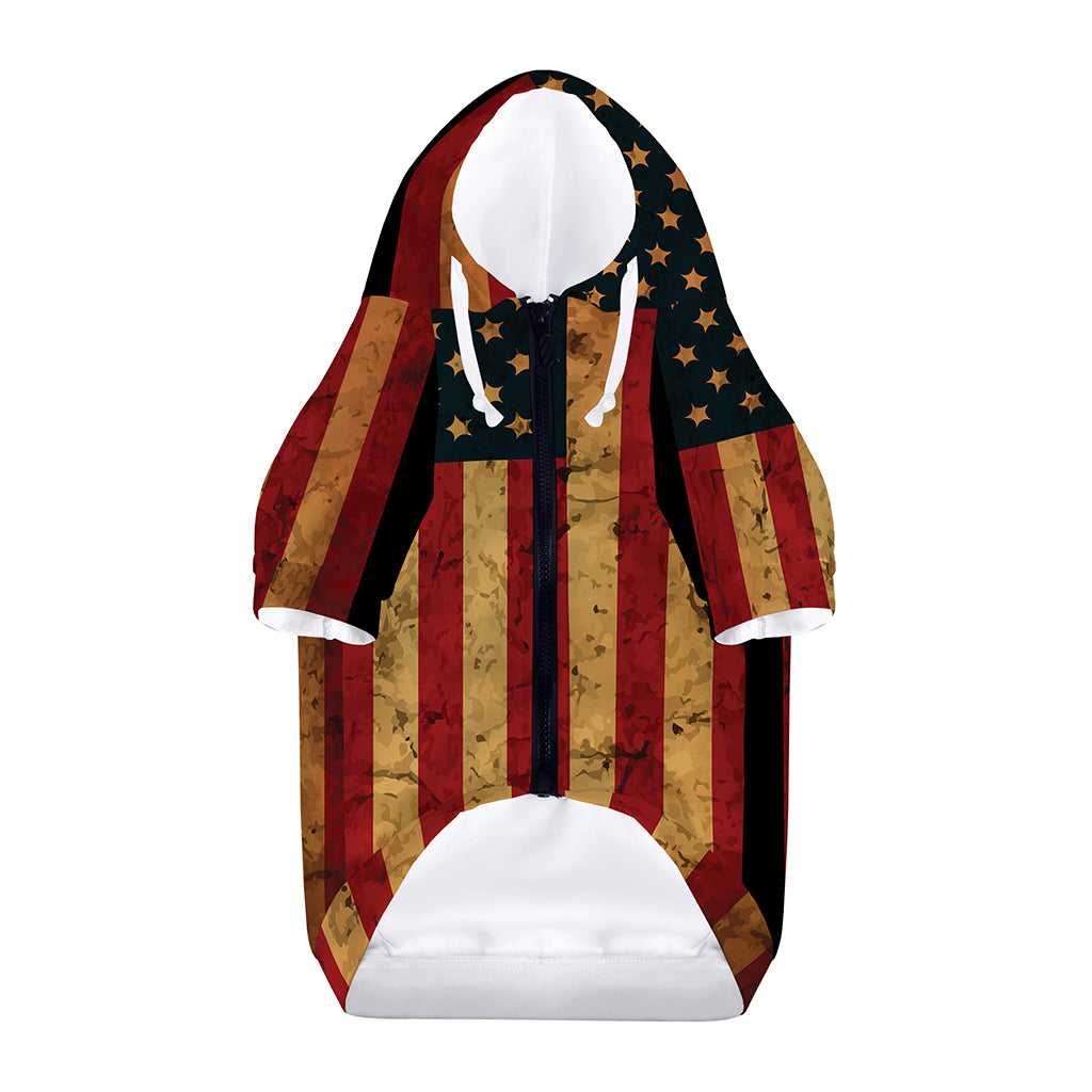 Vintage American Flag Print Dog Zip Up Hoodie