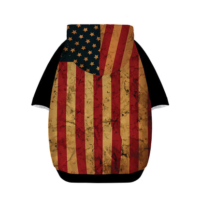 Vintage American Flag Print Dog Zip Up Hoodie