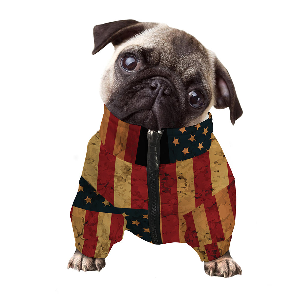 Vintage American Flag Print Dog Zip Up Jacket