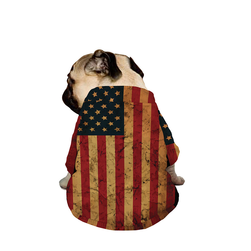 Vintage American Flag Print Dog Zip Up Jacket