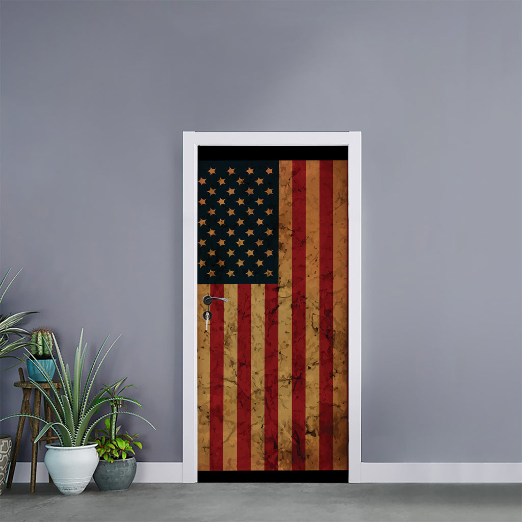 Vintage American Flag Print Door Sticker