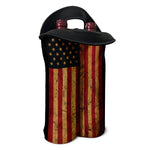 Vintage American Flag Print Double Neoprene Wine Tote