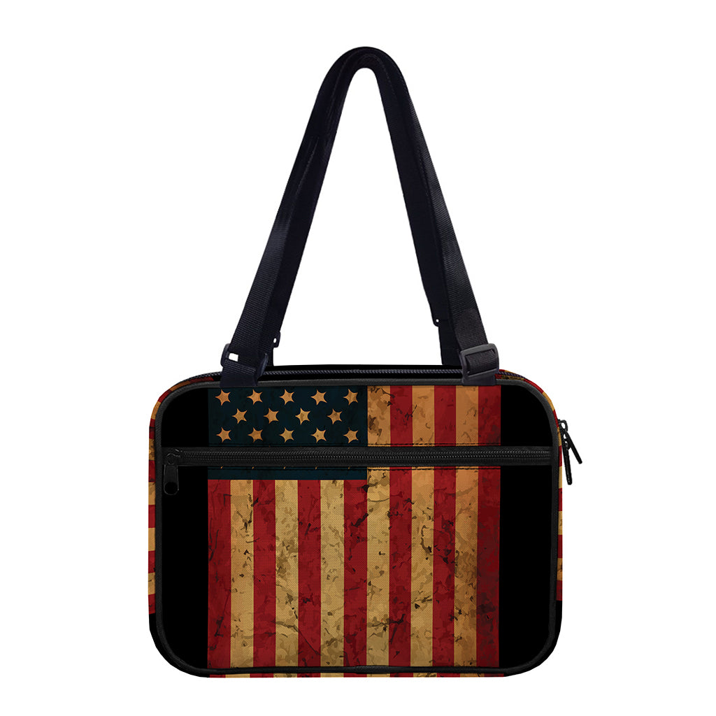 Vintage American Flag Print Double Strap Bible Bag