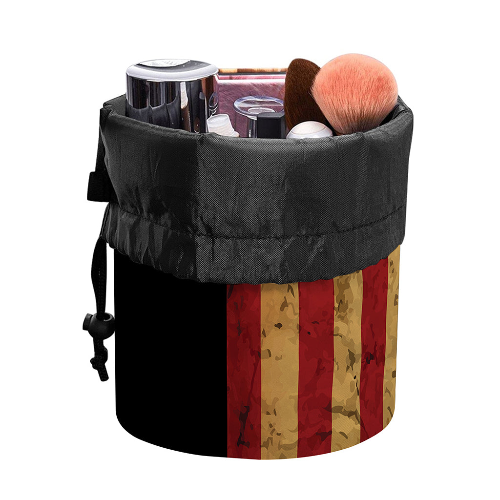 Vintage American Flag Print Drawstring Makeup Bag