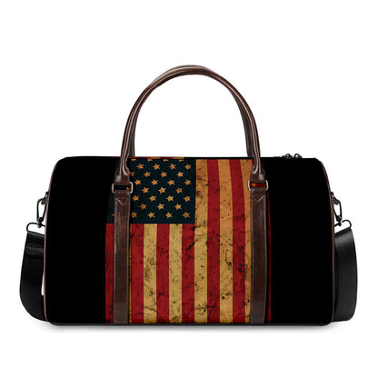 Vintage American Flag Print Duffle Bag