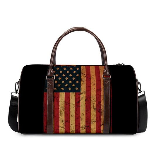 Vintage American Flag Print Duffle Bag