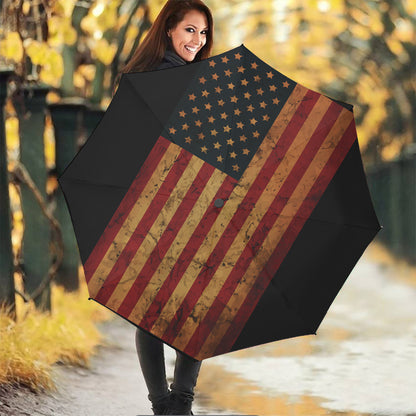 Vintage American Flag Print Foldable Umbrella