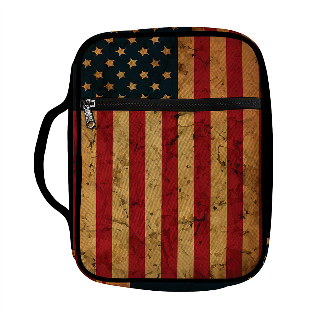 Vintage American Flag Print Front Pocket Bible Bag