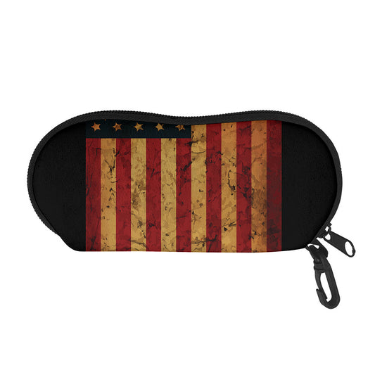 Vintage American Flag Print Glasses Case
