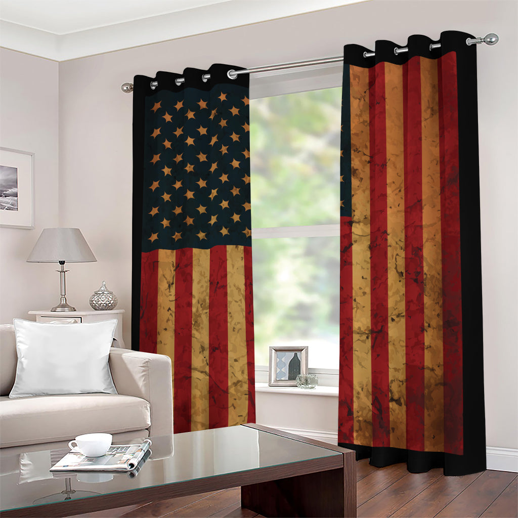 Vintage American Flag Print Grommet Curtains