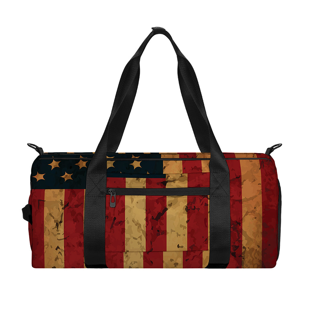 Vintage American Flag Print Gym Bag