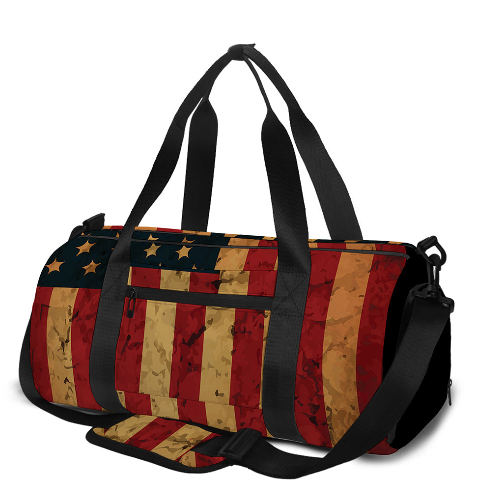 Vintage American Flag Print Gym Bag