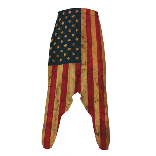 Vintage American Flag Print Hammer Pants
