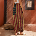 Vintage American Flag Print Harem Pants