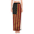 Vintage American Flag Print High Slit Maxi Skirt