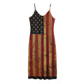 Vintage American Flag Print Jersey Midi Cami Dress