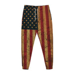 Vintage American Flag Print Jogger Pants