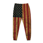 Vintage American Flag Print Jogger Pants